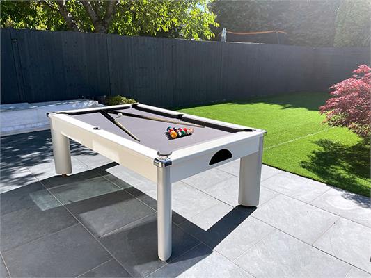 Fusion Outdoor Pool Dining Table: White Finish - 7ft